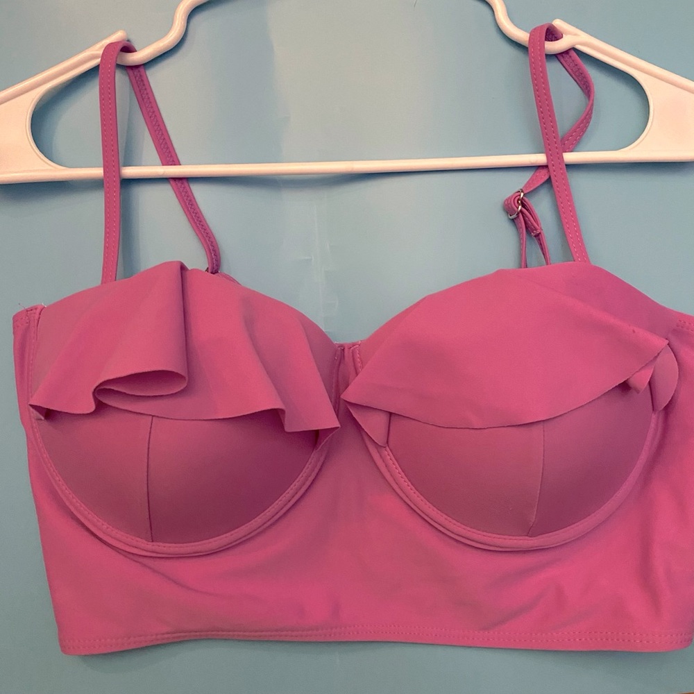 Pretty in pink tankini padded ruffle top